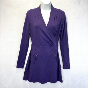 Athleta Faux Wrap Athletic Dress XSP XS Petite Long Sleeve Pockets Travel Casual